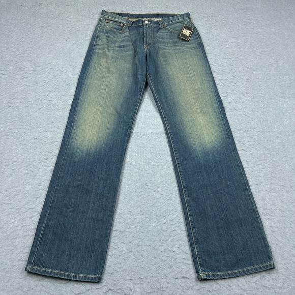VTG Lucky Brand Jeans Men's 33x35 Long Blue Denim Boot Cut Zip Fly Dungarees NEW